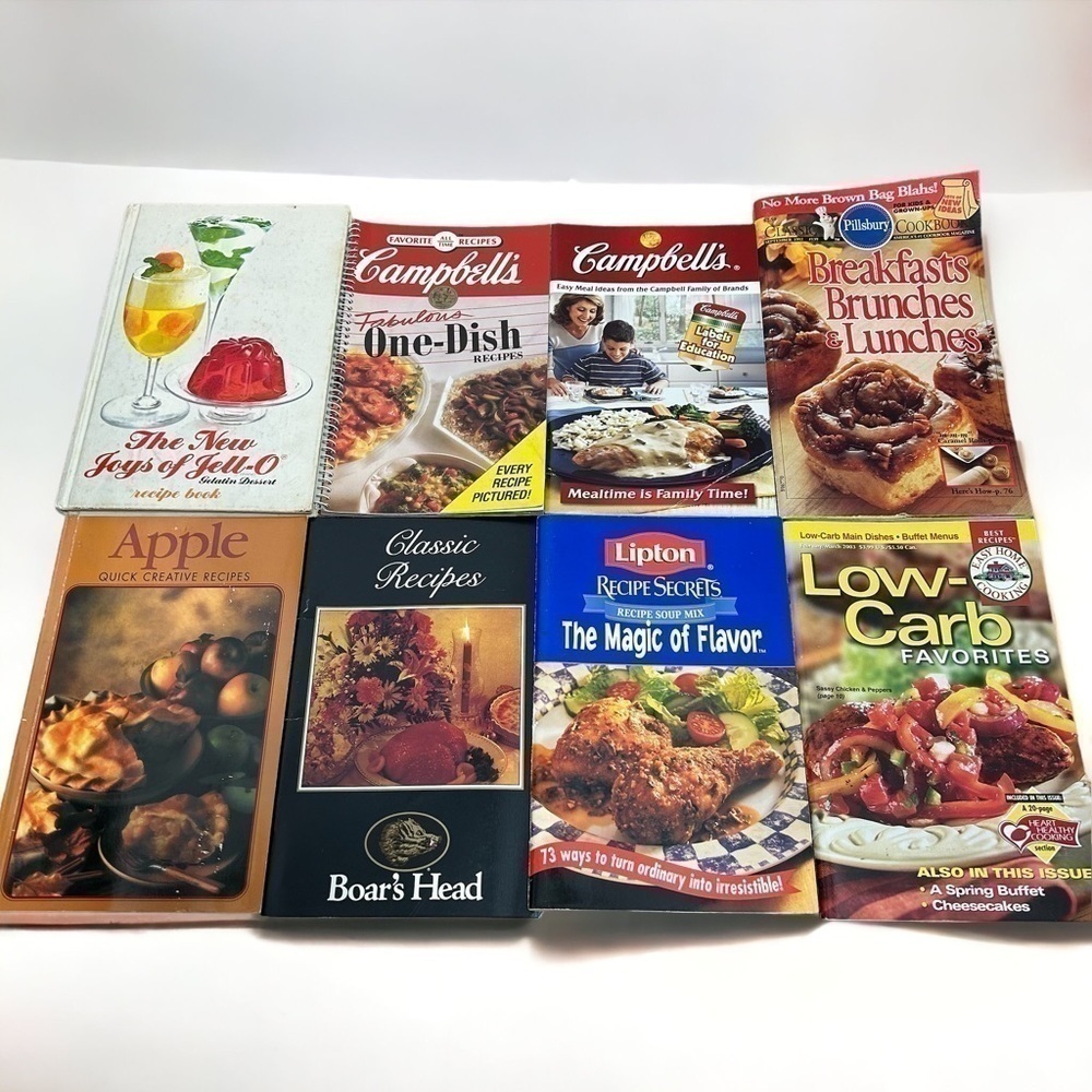Vintage Cookbook Bundle New Joys of Jell-o Campbell’s Pillsbury Lipton Low Carb